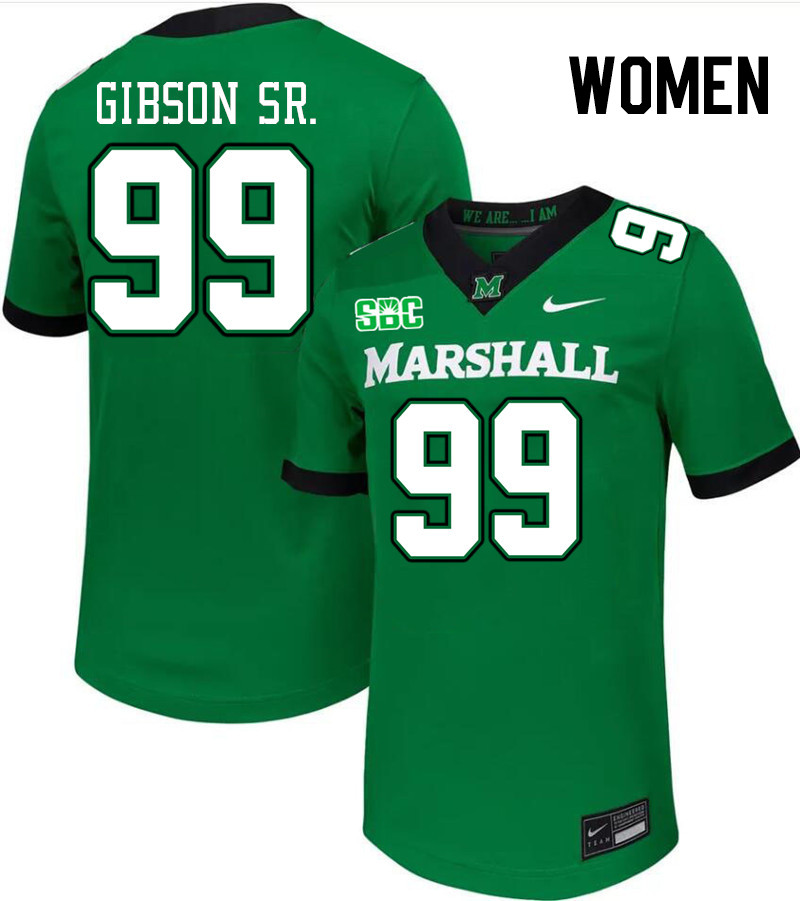 Women #99 Isaiah Gibson Sr. Marshall Thundering Herd SBC Conference College Football Jerseys Stitche